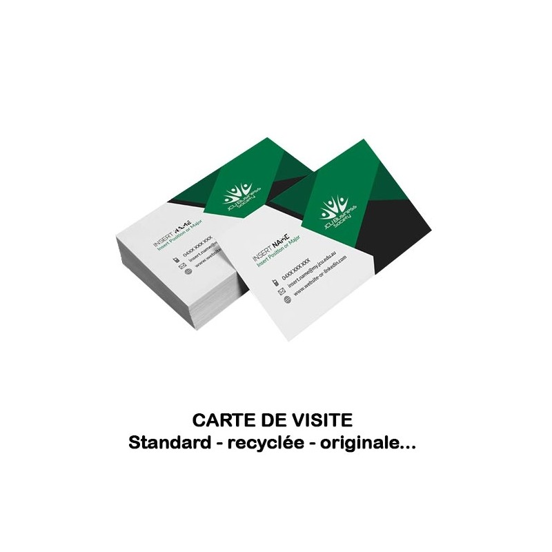 Cartes de visite standard, premium, recyclée, multiples formats