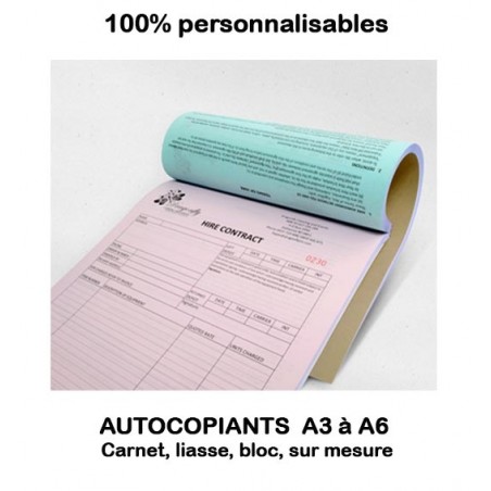 Autocopiants personnalisées A3 à A6 ou sur mesure - Blocs, carnets ou liasses