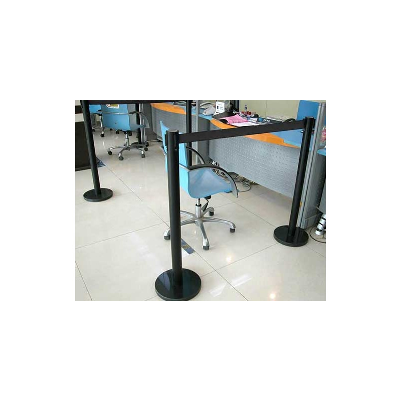 Lot De 6 Poteaux De File D'Attente Avec Ceintures Rétractables 2m - Acier Noir/Argent - Pour Contrôle Foule