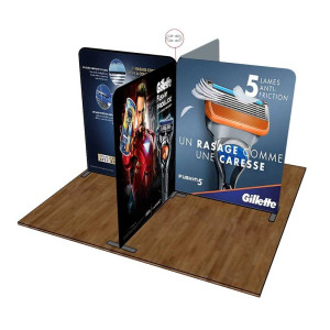 Totem COMTUBE® Magnet en X – 4 structures textile magnétiques avec visuels interchangeables recto verso en forme de croix