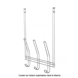 Porte manteaux triple pour cloison de stand / réserve