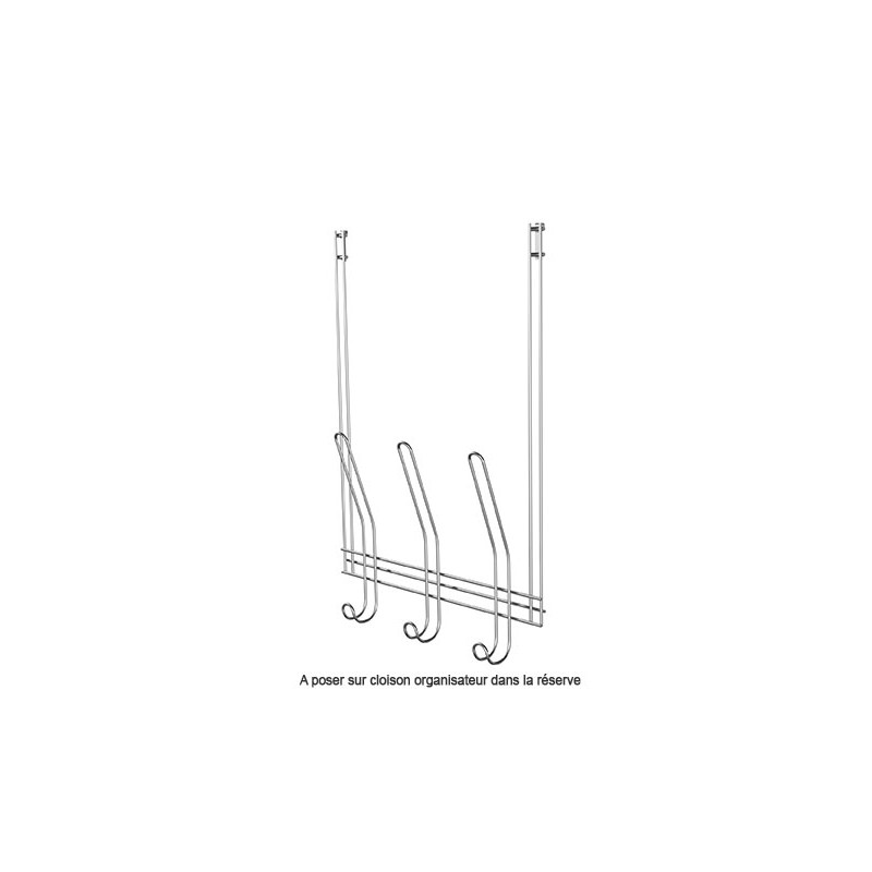 Porte manteaux triple pour cloison de stand / réserve