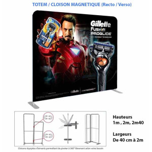 Totem COMTUBE® Magnet – structure textile magnétique avec visuel interchangeable