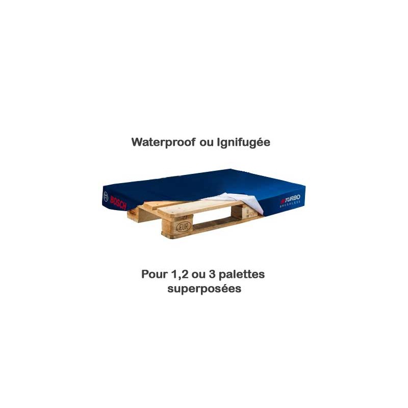 Housse publicitaire durable et Waterproof pour habiller une ou plusieurs palettes Europe