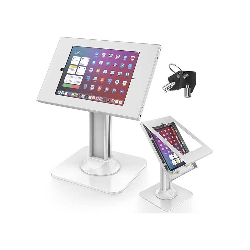 Support tablette sécurisé pour comptoir COMTAB Desk Blanc ou noir format paysage et portrait pour IPAD