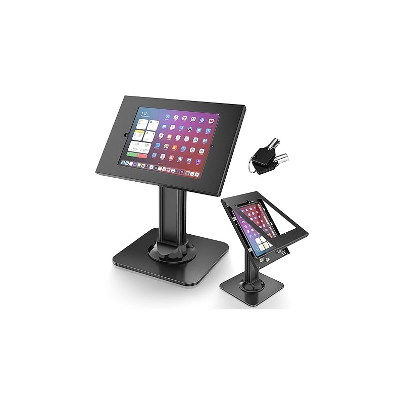 Support tablette sécurisé pour comptoir COMTAB Desk Blanc ou noir format paysage et portrait pour IPAD