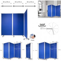 PANOSLIDE® ROLLS PARAVENT MOBILE 3 panneaux à roulettes