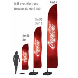 Voile publicitaire - COMFLAG® 360° U - Mât avec élastique