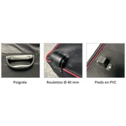 Zoom sur le sac de transport premium à roulettes