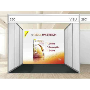 Habillage premium de cloison de stand organisateur – visuel interchangeable suspendu en textile