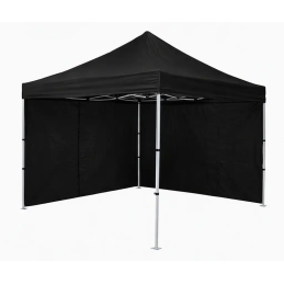 BARNUM PLIABLE COMTENT PRO® sans marquage - structure aluminium 3x3 avec toit noir et 2 côtés noirs