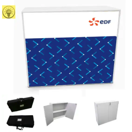 Comptoir LED KEYCOM® fermé à clés avec visuel textile JES® personnalisé