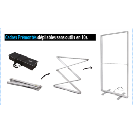 Cadre LED pliable QuickXcom® SD prémonté qui se déplie sans outils en 10 secondes