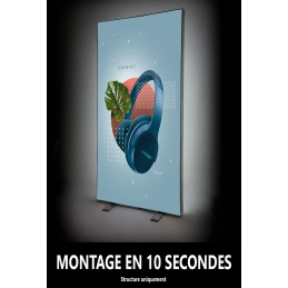 Totem LED pliable QuickXcom® SD 1×2 m rétroéclairé avec visuel textile JES®